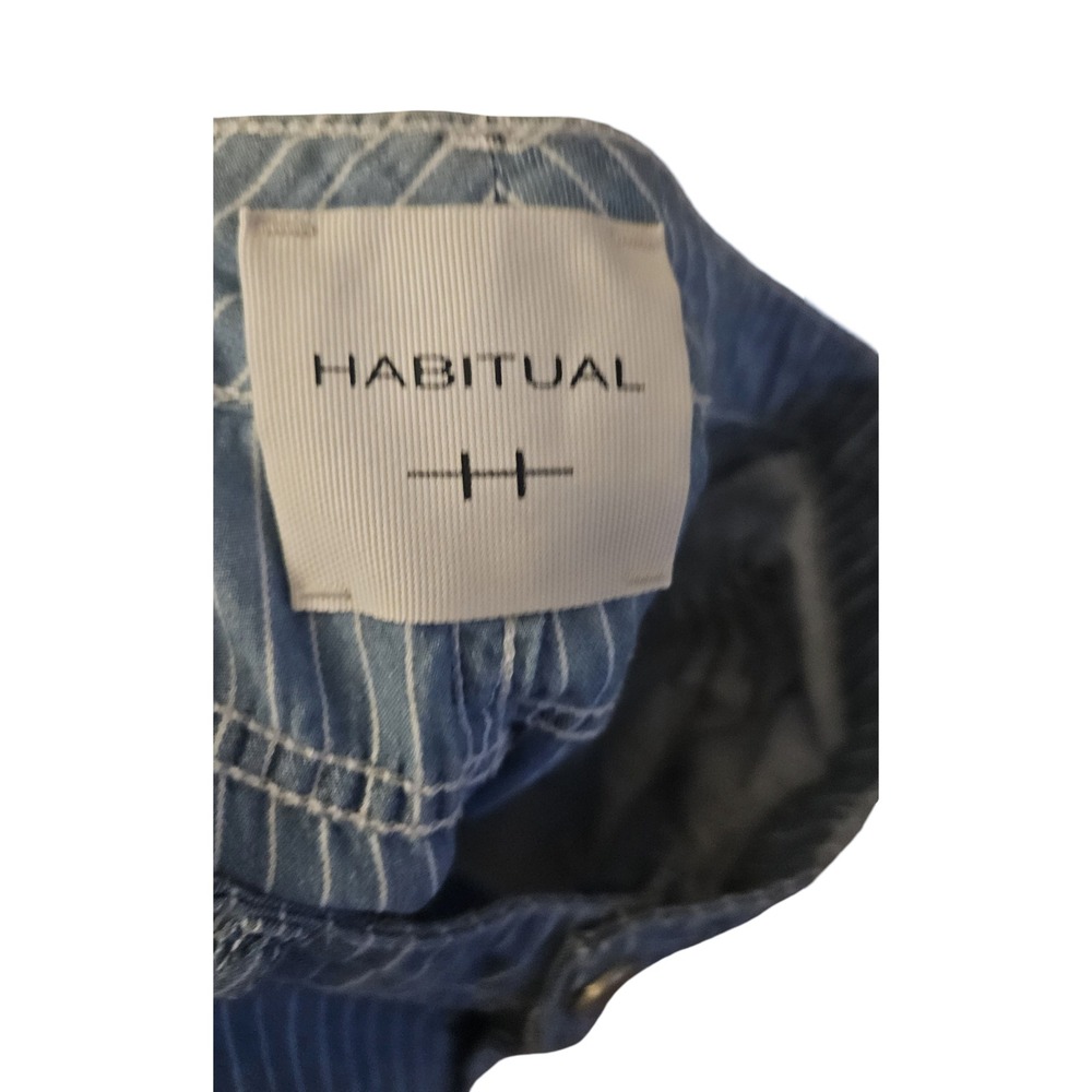Habitual Womens Blue White Pinstripe Wide Leg Cotton Trousers Pants Size 8/29 - Picture 4 of 5